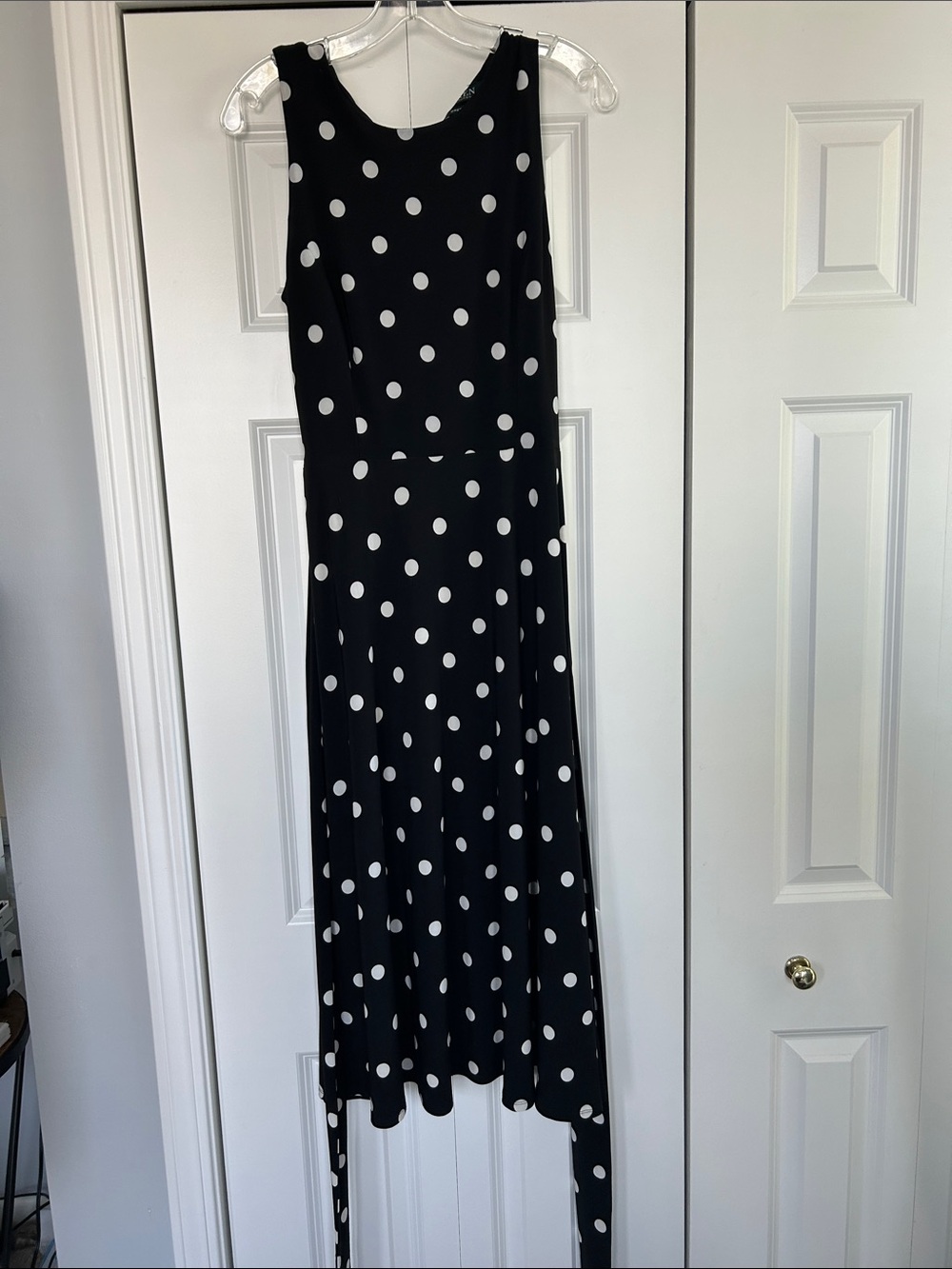 Ralph Lauren Black and White Polka Dot Fitted waist with tie Size 4